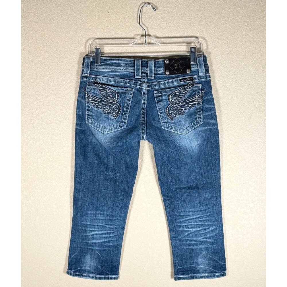 Miss Me Capri Jeans Women's Angel Wings Embellished Back Pockets